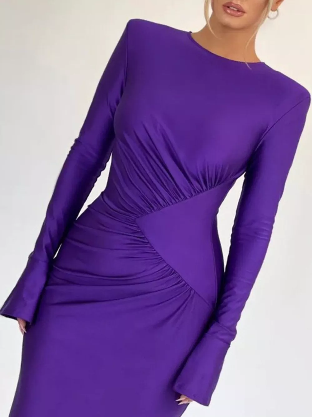 Ruched Long Sleeve Bodycon Maxi Dress, image 15