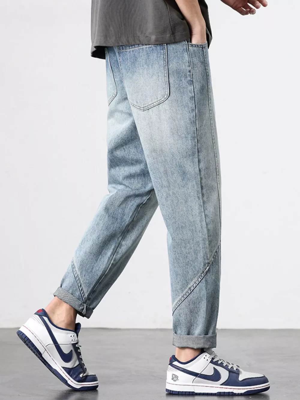 Men's Washed Wide Leg Jeans, image 4