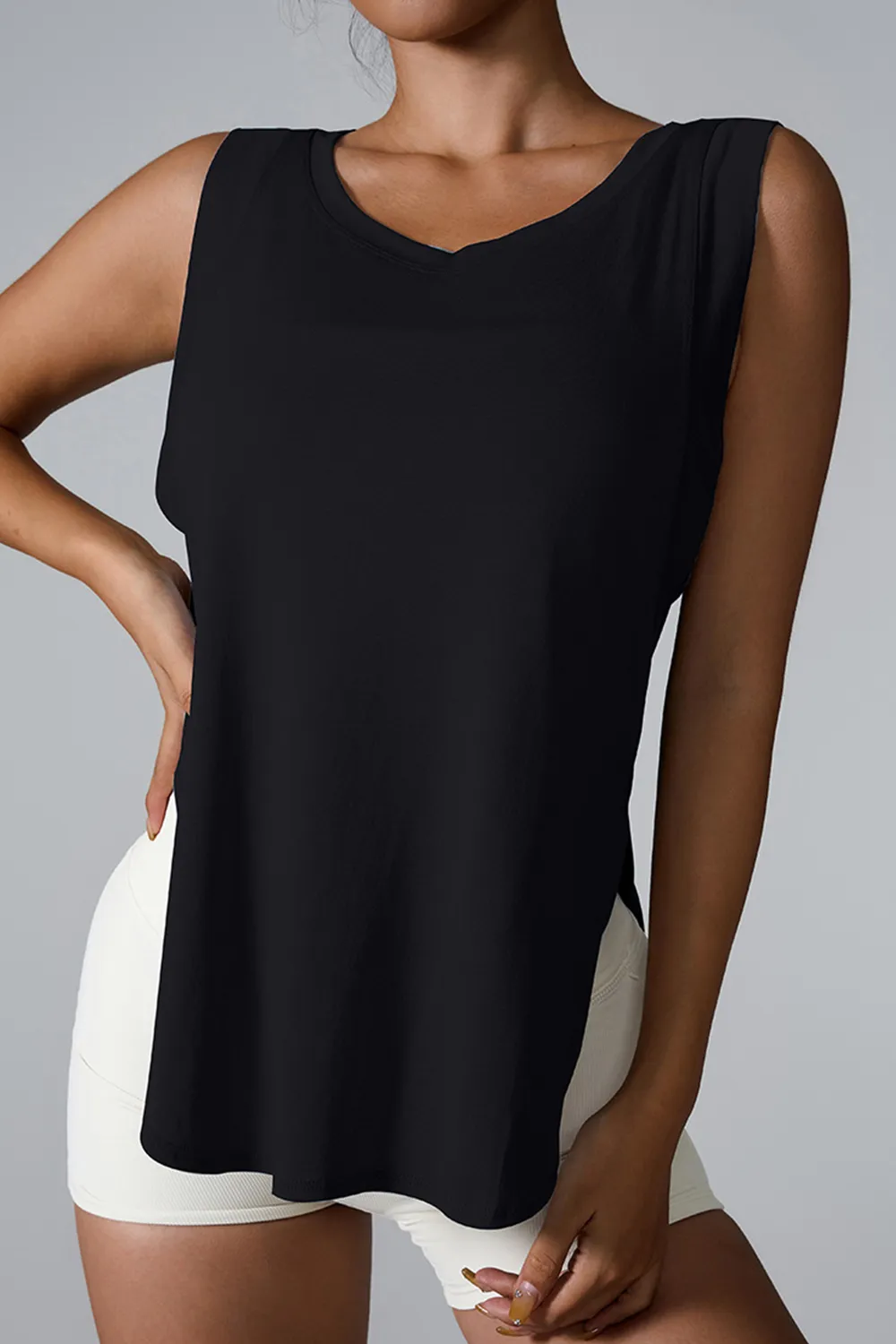 Slit Round Neck Active Tank, image 10