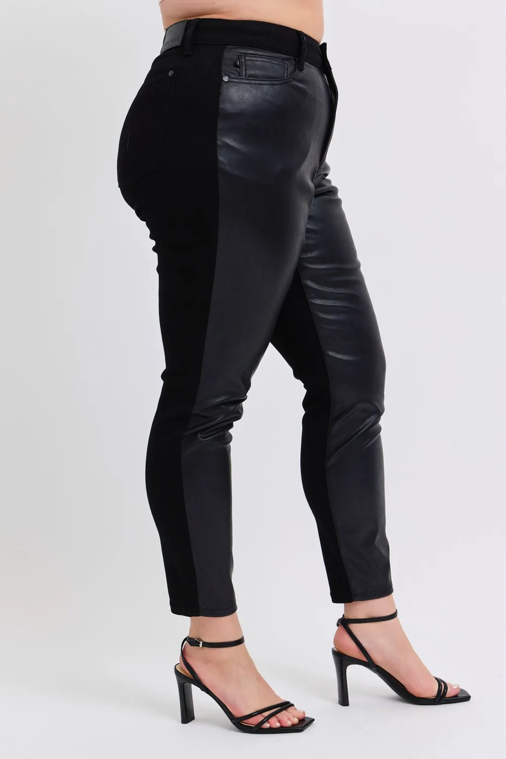 Plus Size HW Faux Leather Skinny Pants, image 6