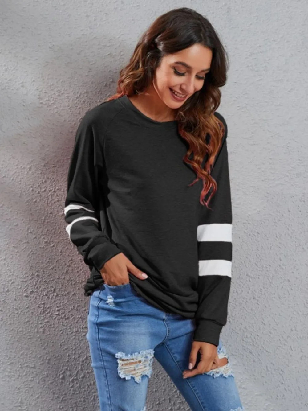 Full Size Striped Round Neck Long Sleeve T-Shirt, image 9