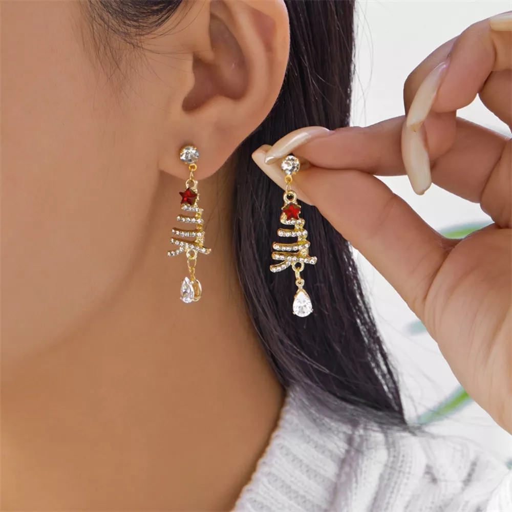 18K Gold-Plated Christmas Tree Earrings