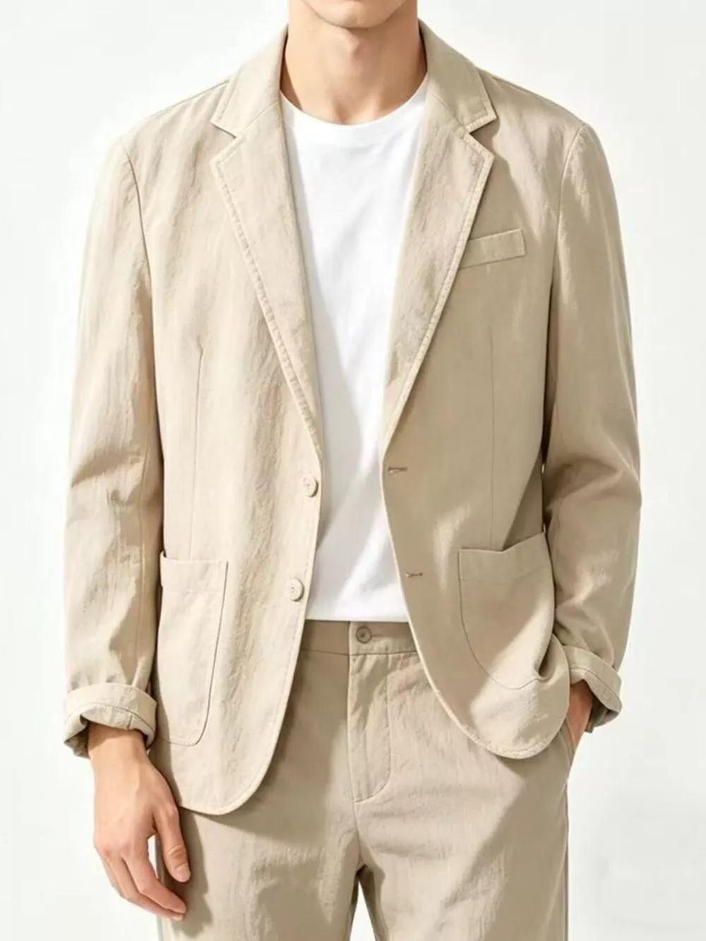 Men's Plus Size Button Up Long Sleeve Blazer, image 2
