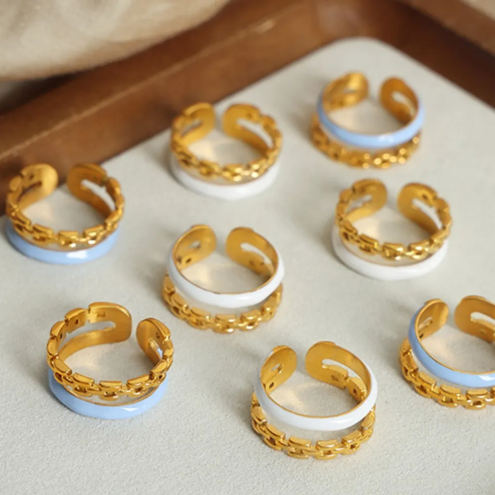 Enamel 18K Gold-Plated Open Ring, image 10