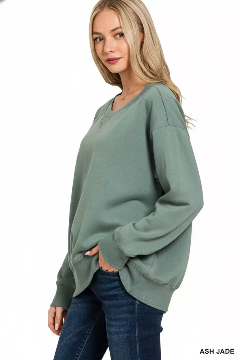Fleece Boat Neck Sweatshirt, image 2