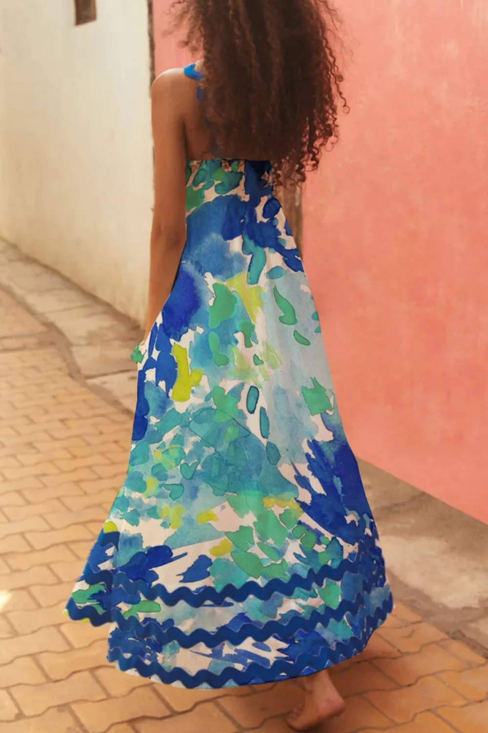 Printed Square Neck Wide Strap Dress, image 12
