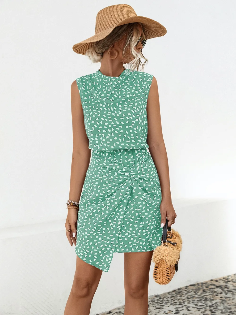 Twisted Printed Sleeveless Mini Dress, image 5
