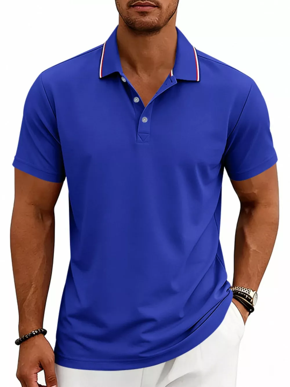 Men's Full Size Casual Button Detail Polo Plus Size, image 3