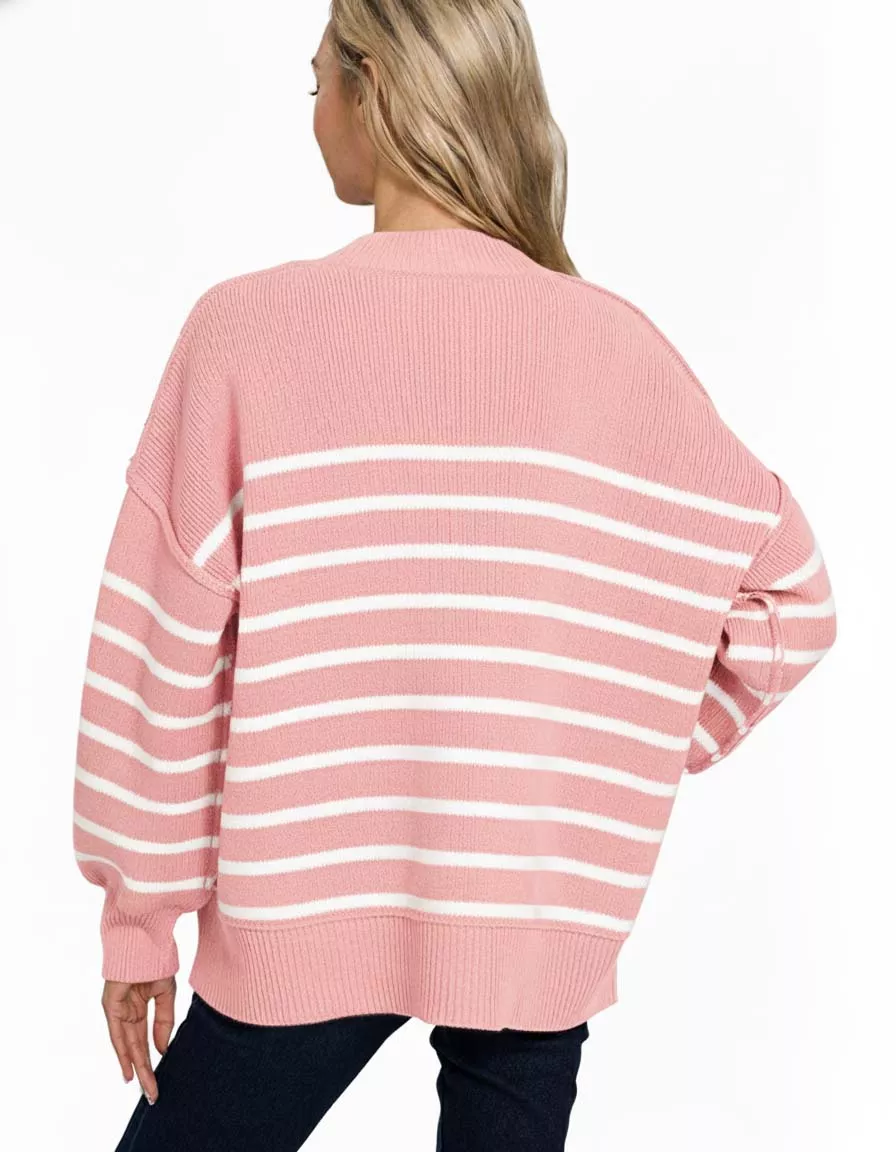 Exposed Seam Striped Oversized Sweater, image 3