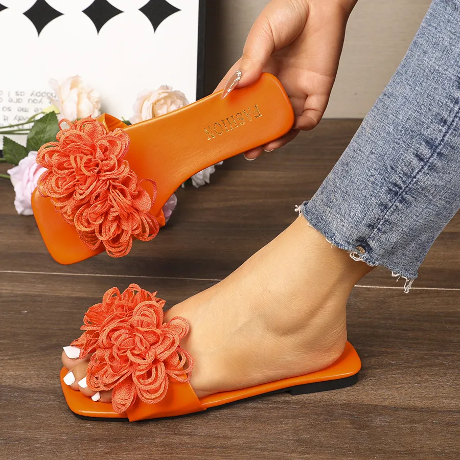 Floral Embellished Flat Sandals, image 7