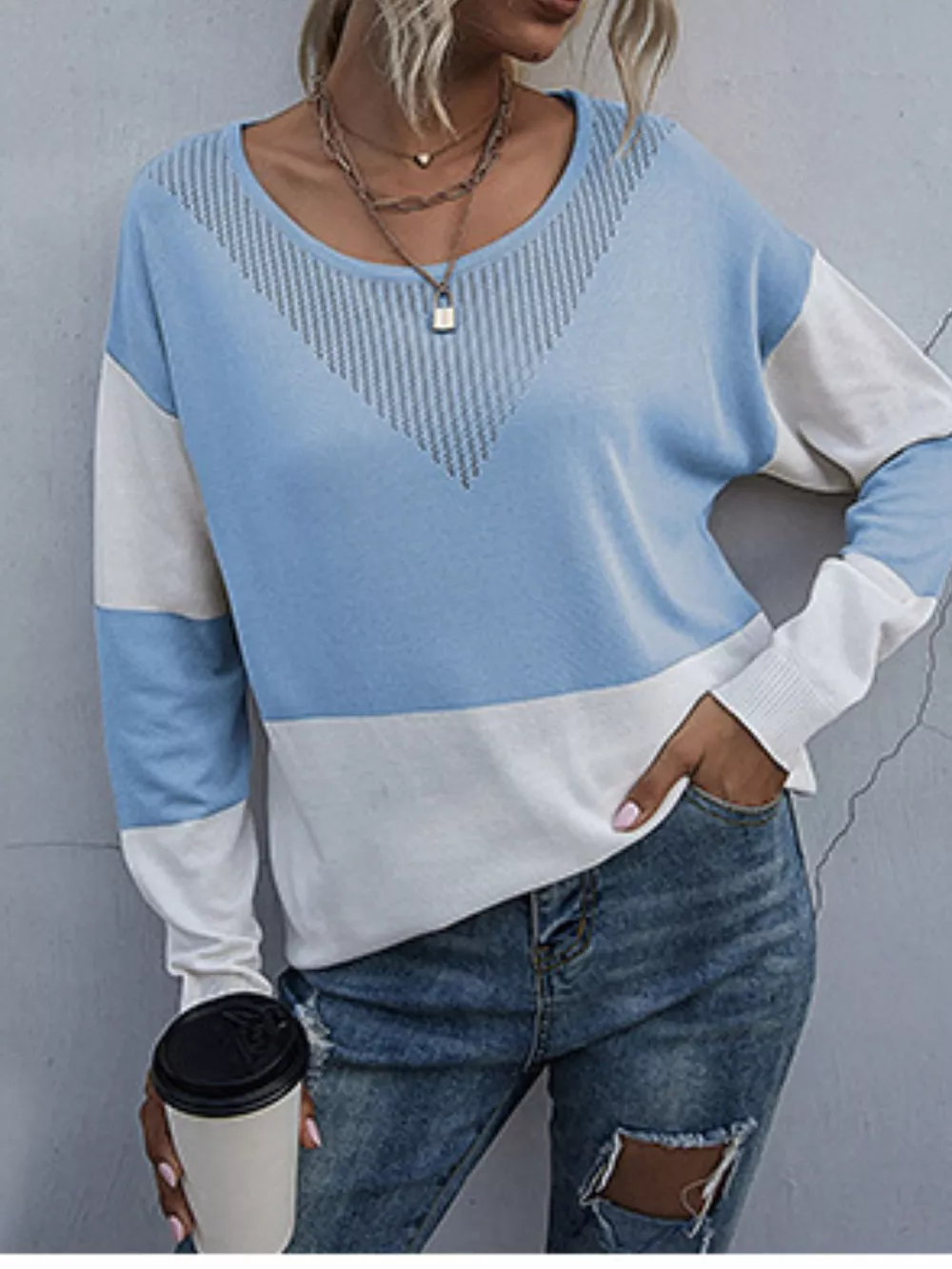 Color Block Round Neck Sweater, image 10