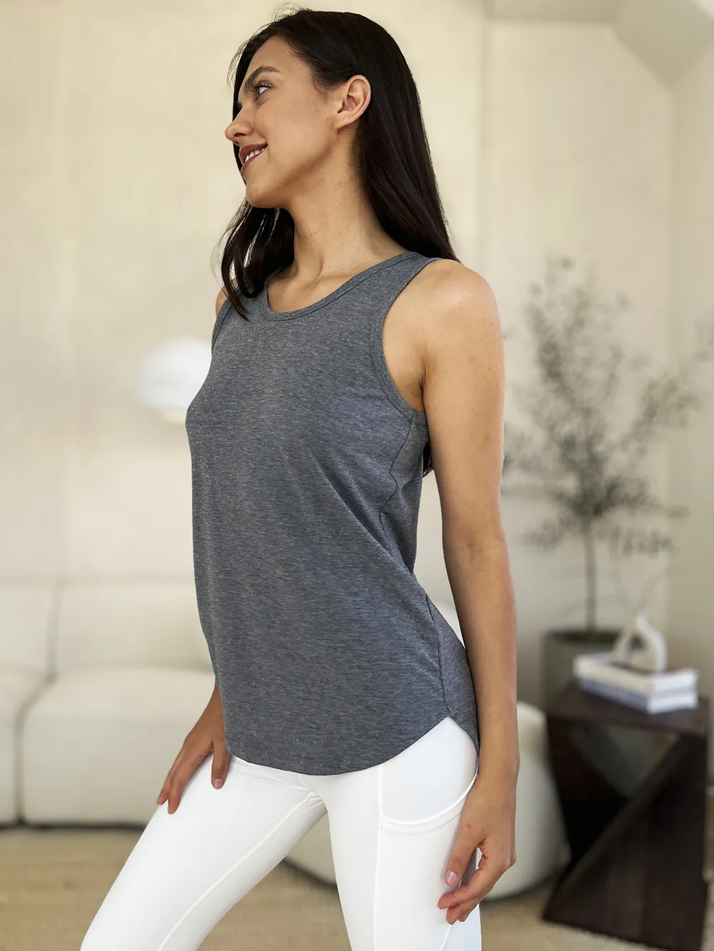 Full Size Round Neck Curved Hem Tank, image 21