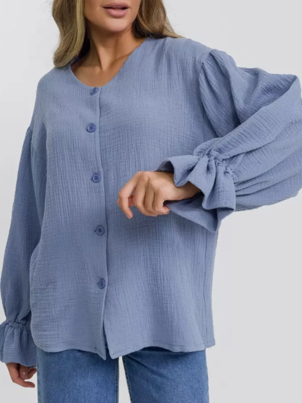 Button Up Flounce Sleeve Shirt, image 15