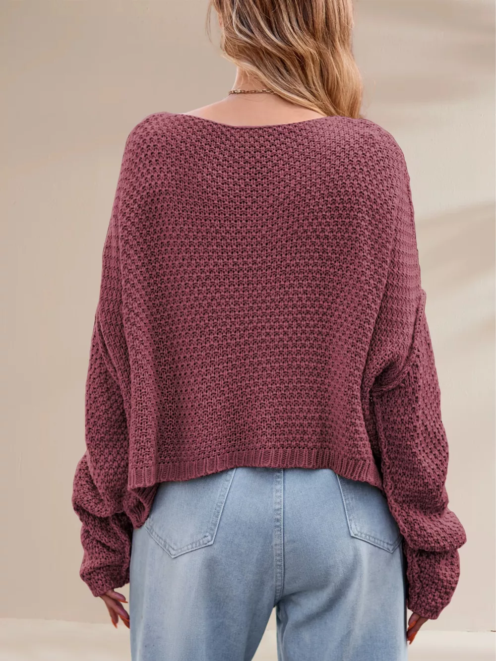 Textured Knit Round Neck Sweater, image 7