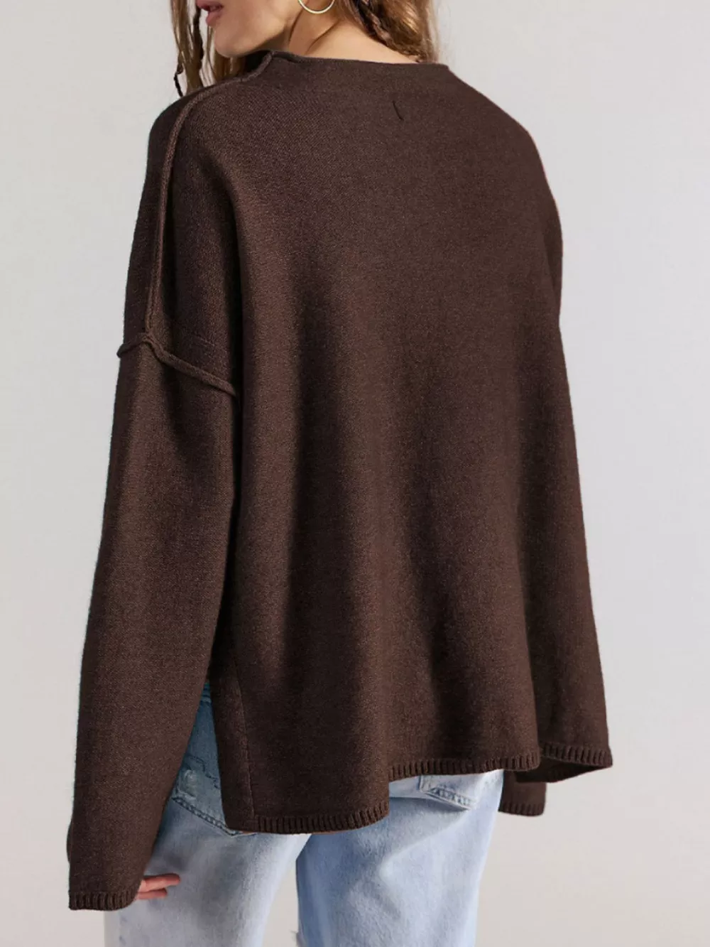 Exposed Seam Mock Neck Knit Top, image 5