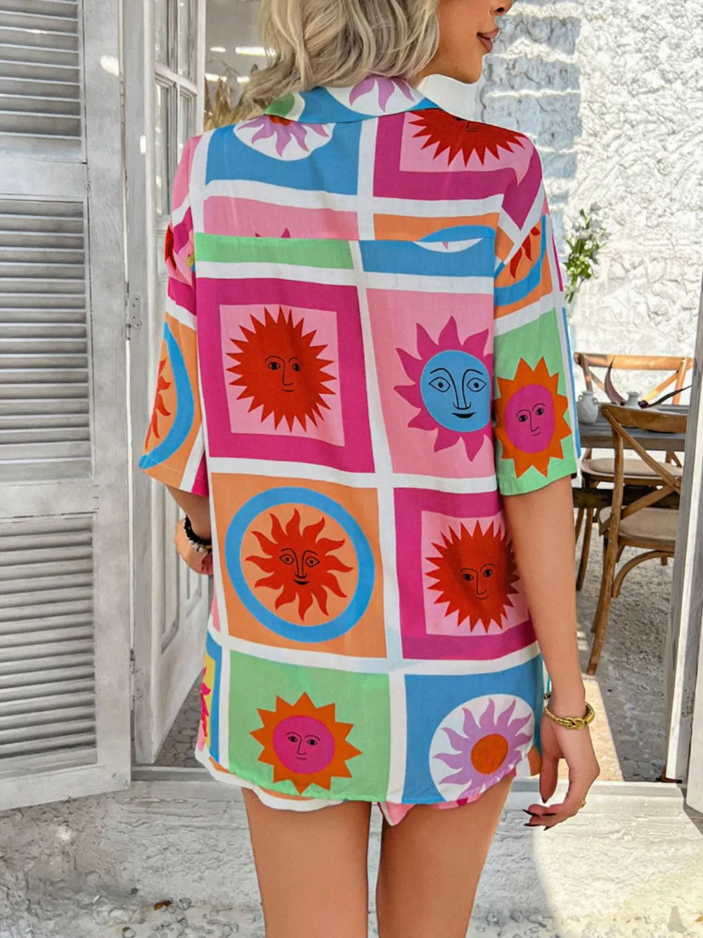Printed Button Down Shirt and Shorts Set, image 35