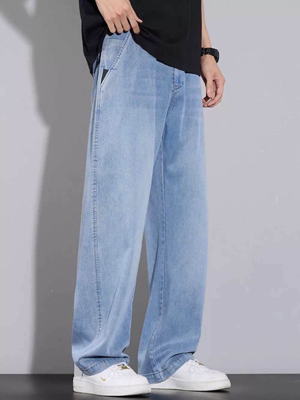 Men's Wide Leg Relaxed Fit Jeans, image 3
