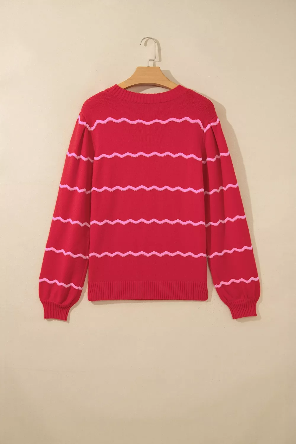 Striped Round Neck Long Sleeve Shift Pullover Sweater, image 7