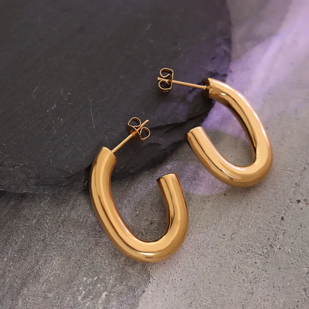Titanium Steel Gold-Plated Earrings, image 3