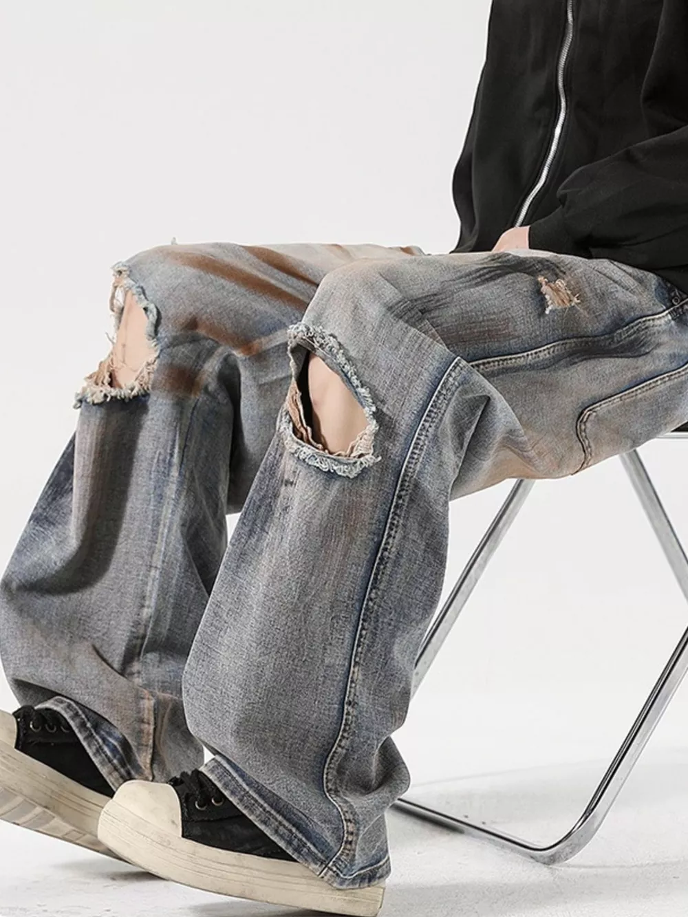 Men's Full Size Distressed Wide Leg Jeans Plus Size, image 5