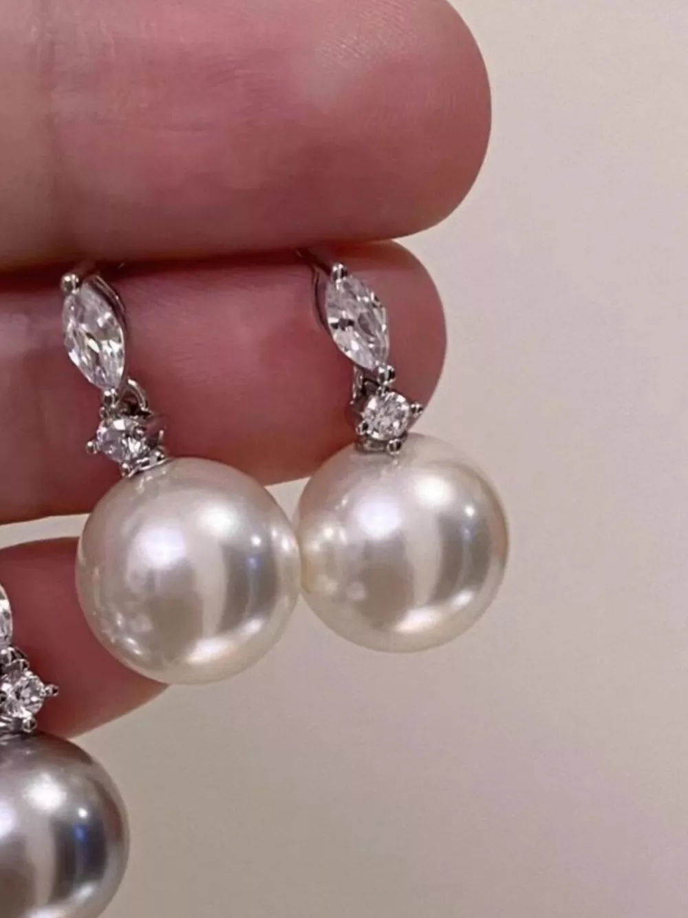 Zircon Pearl Drop Earrings, image 3