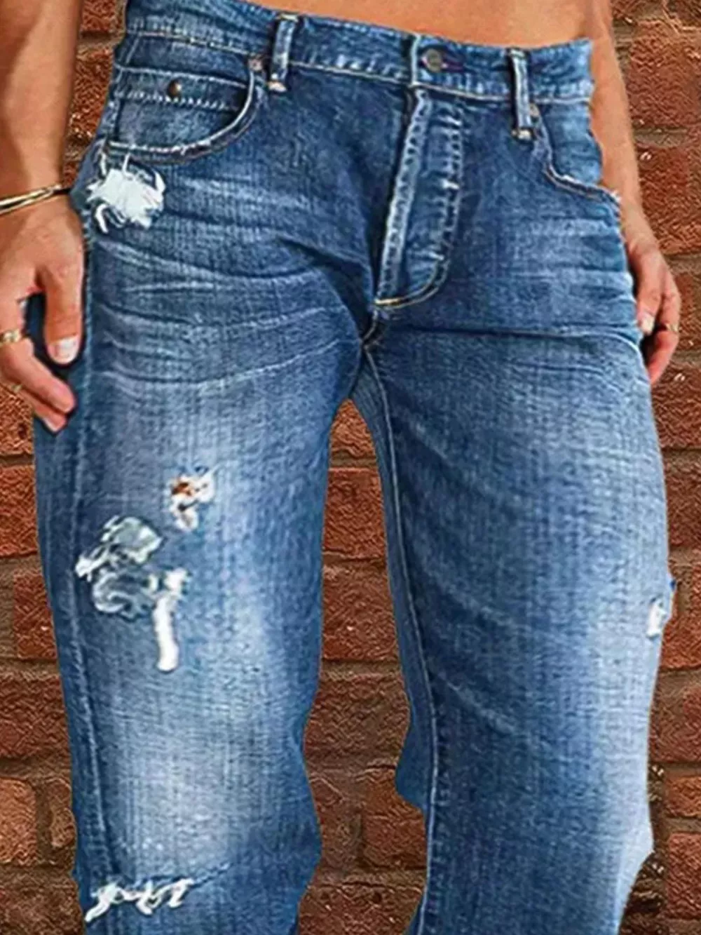 Full Size Distressed Raw Hem Jeans Plus Size, image 5