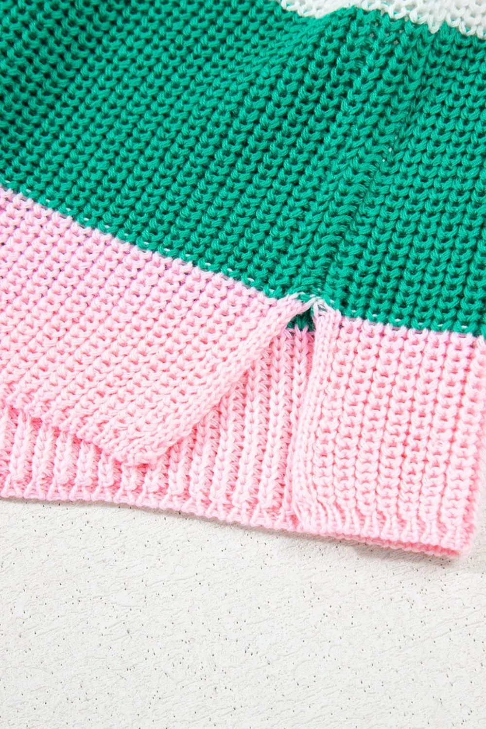 Color Block Notched Cap Sleeve Knit Top, image 5