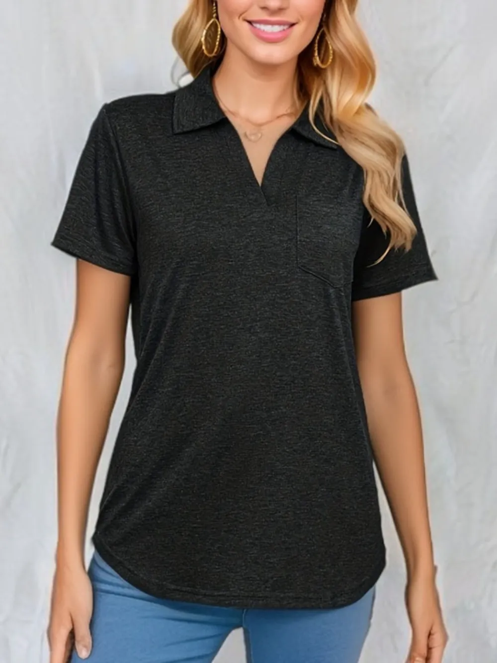 Johnny Collar Short Sleeve Top