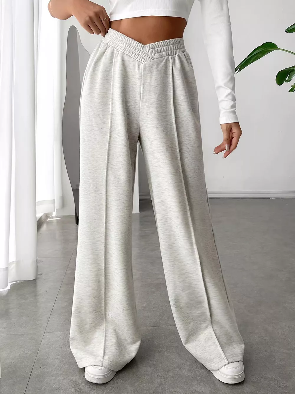 Elastic Waist Wide Leg Pants, image 18