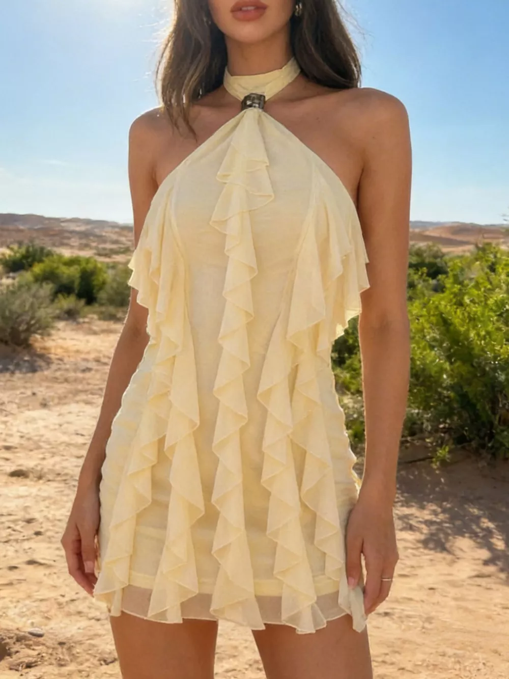 Ruffle Halter Neck Mini Dress, image 11