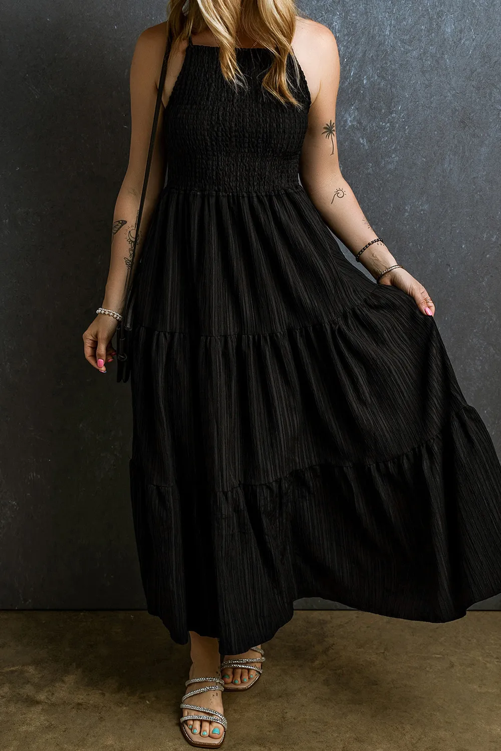 Smocked Tiered Spaghetti Strap Dress, image 5