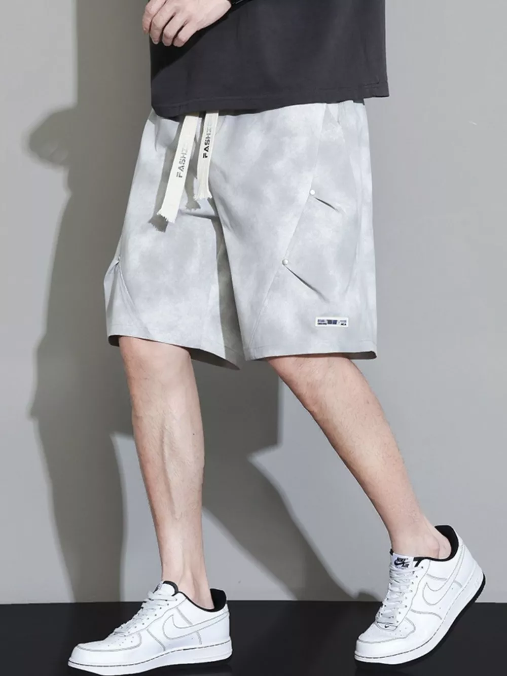 Men's Plus Size Casual Drawstring Cargo Shorts, image 3