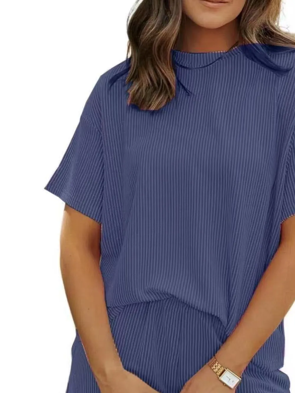 Full Size Ribbed Short Sleeve Top and Shorts Two-Piece Set Plus Size, image 18
