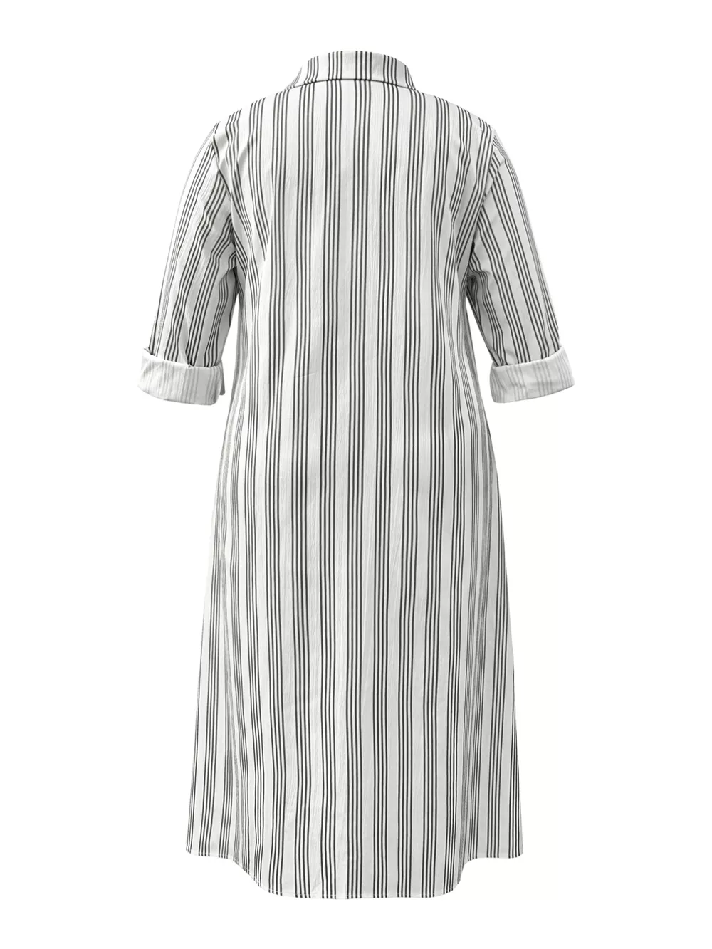 Plus Size Striped Button Front Midi Dress, image 6