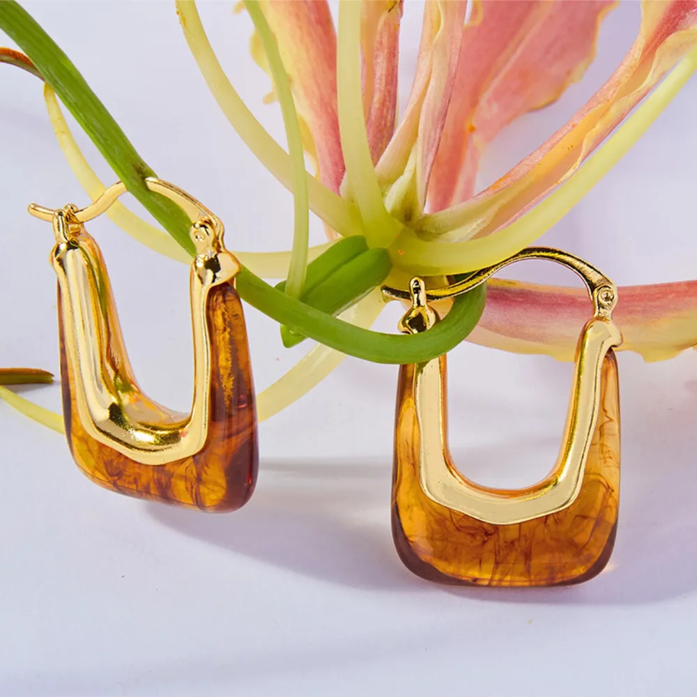 Resin Copper U Shape Earrings, image 6