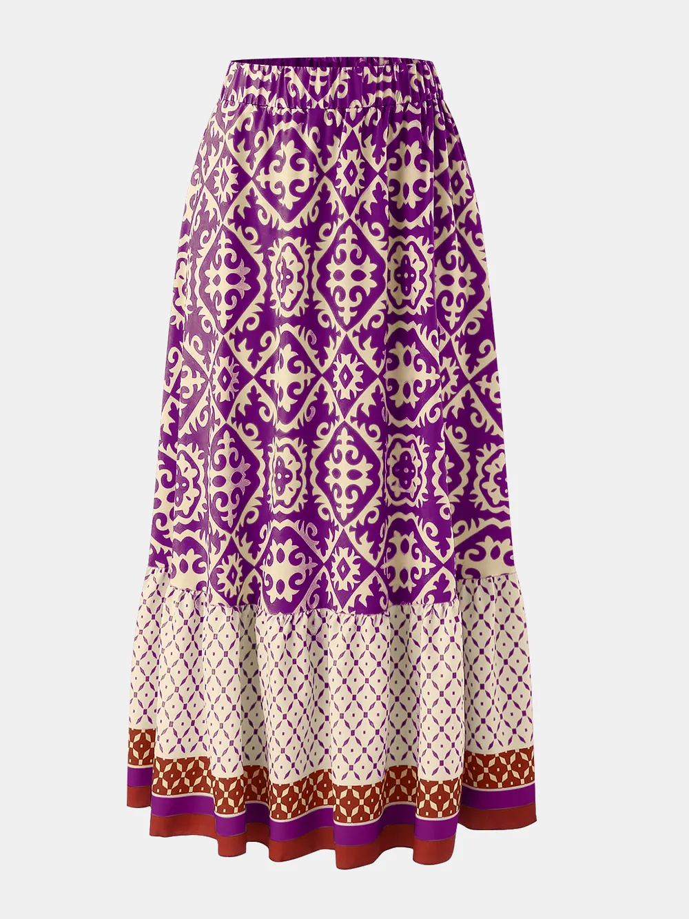 Geometric Elastic Waist Maxi Skirt, image 12