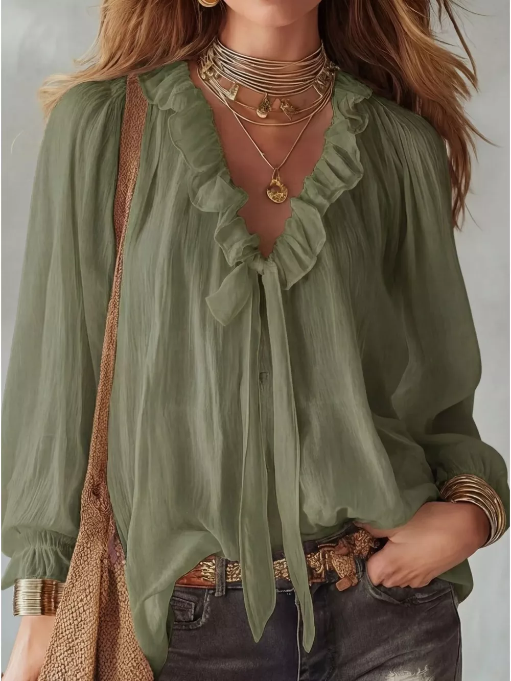 Ruffle Long Sleeve Blouse, image 8