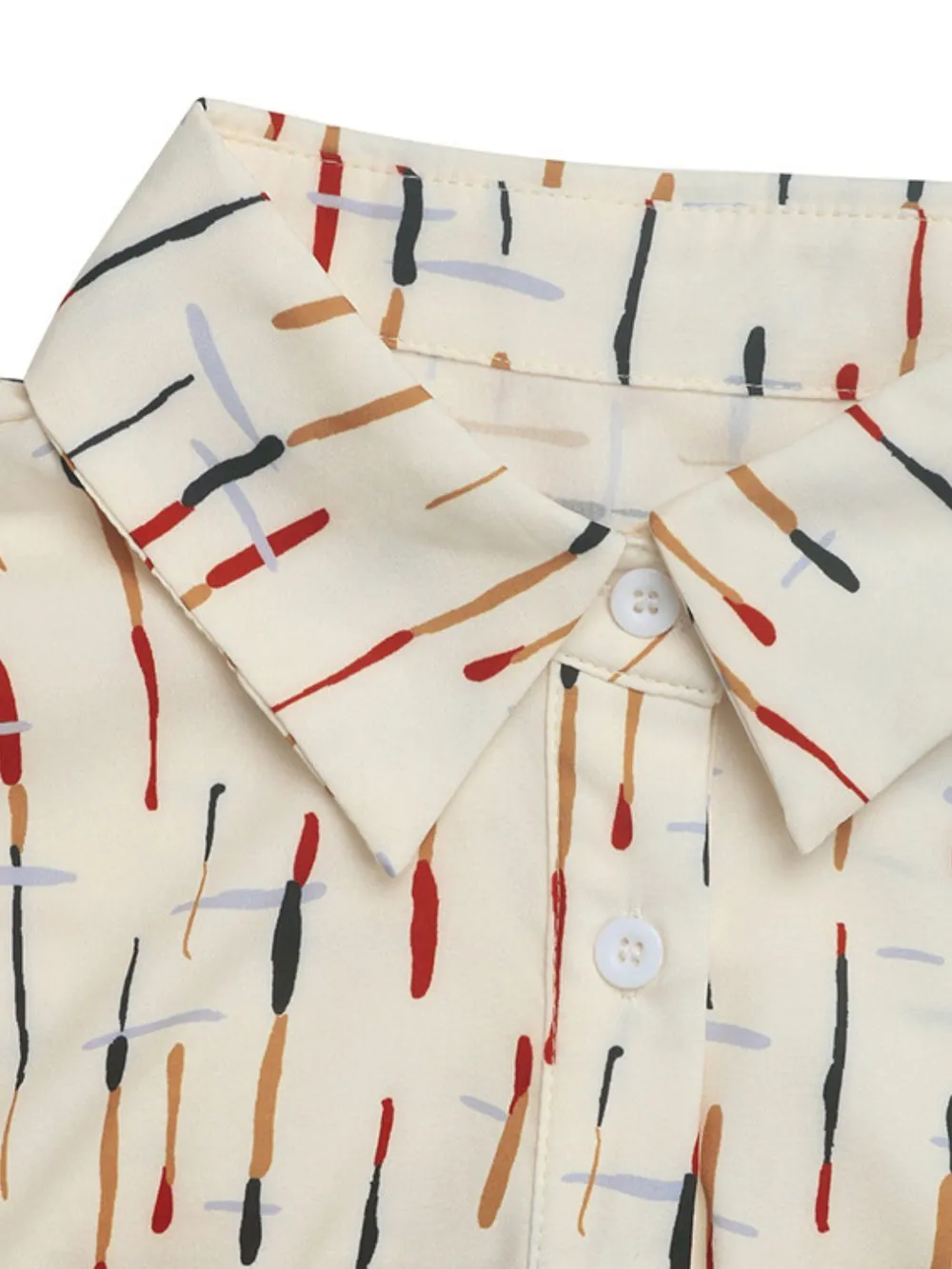 Printed Collared Neck Short Sleeve Shirt, image 6