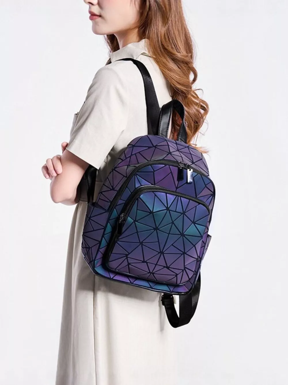 Geometric Adjustable Strap Backpack Bag, image 4