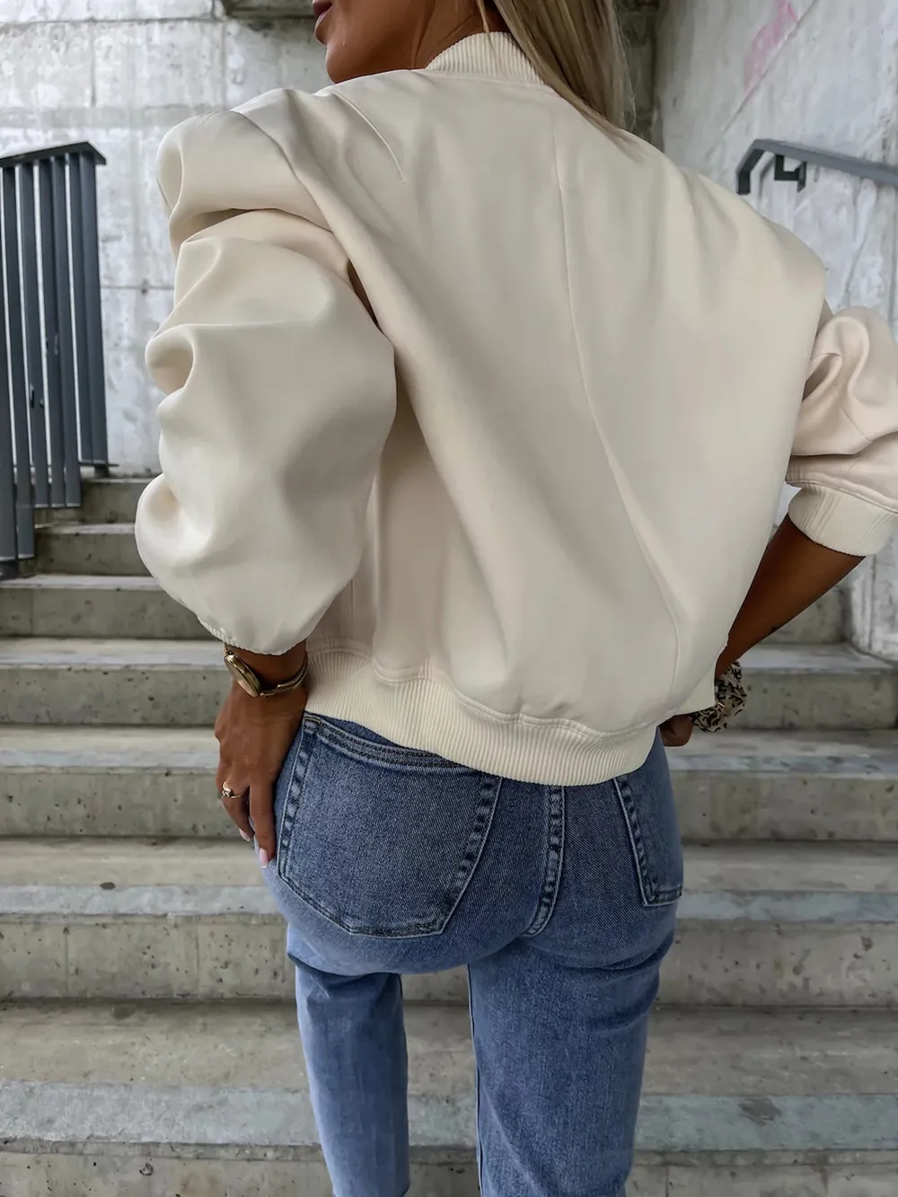 Baseball Collar Dropped Shoulder Jacket, image 8