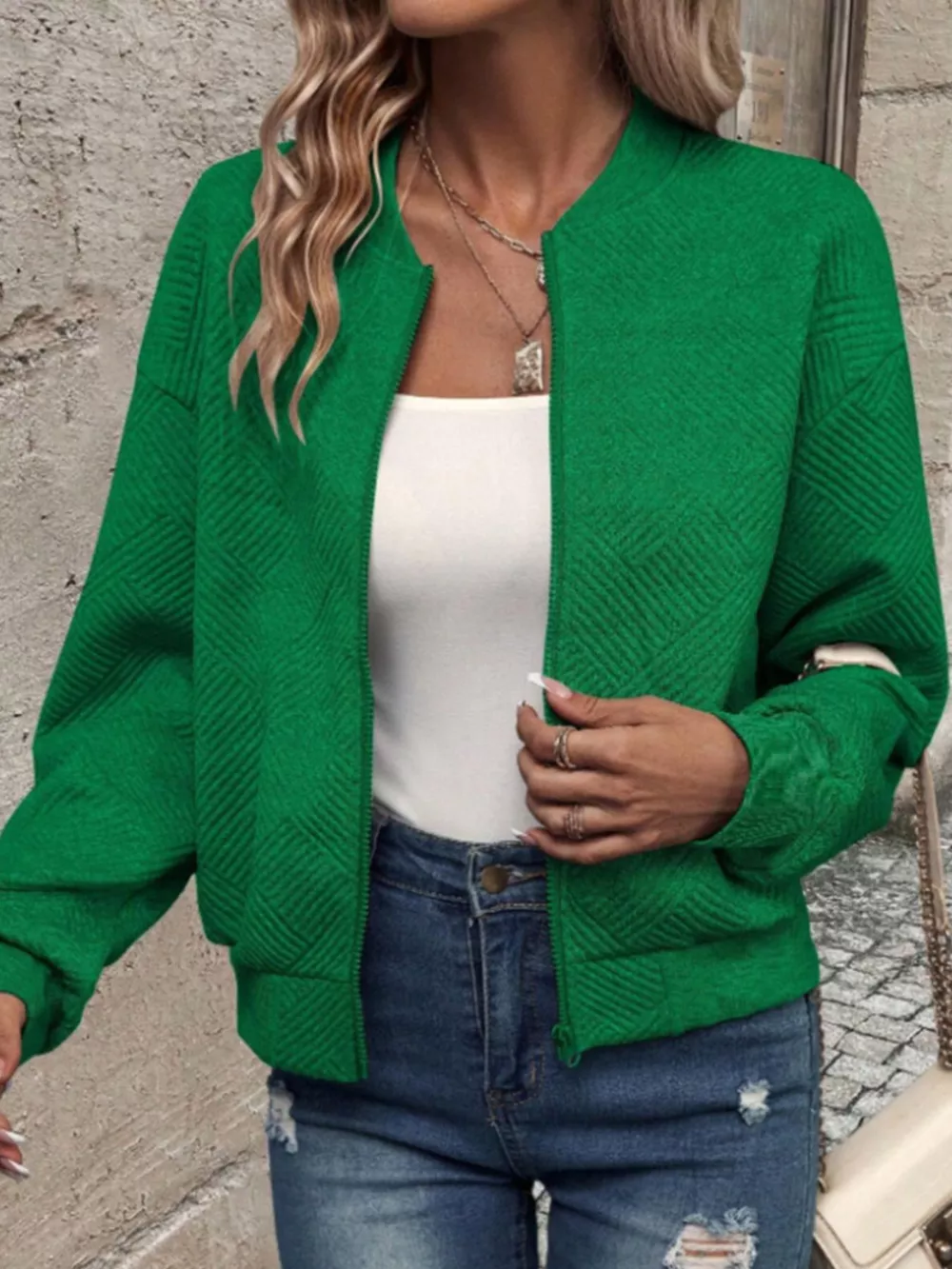 Textured Knit Zip-Up Jacket, image 23