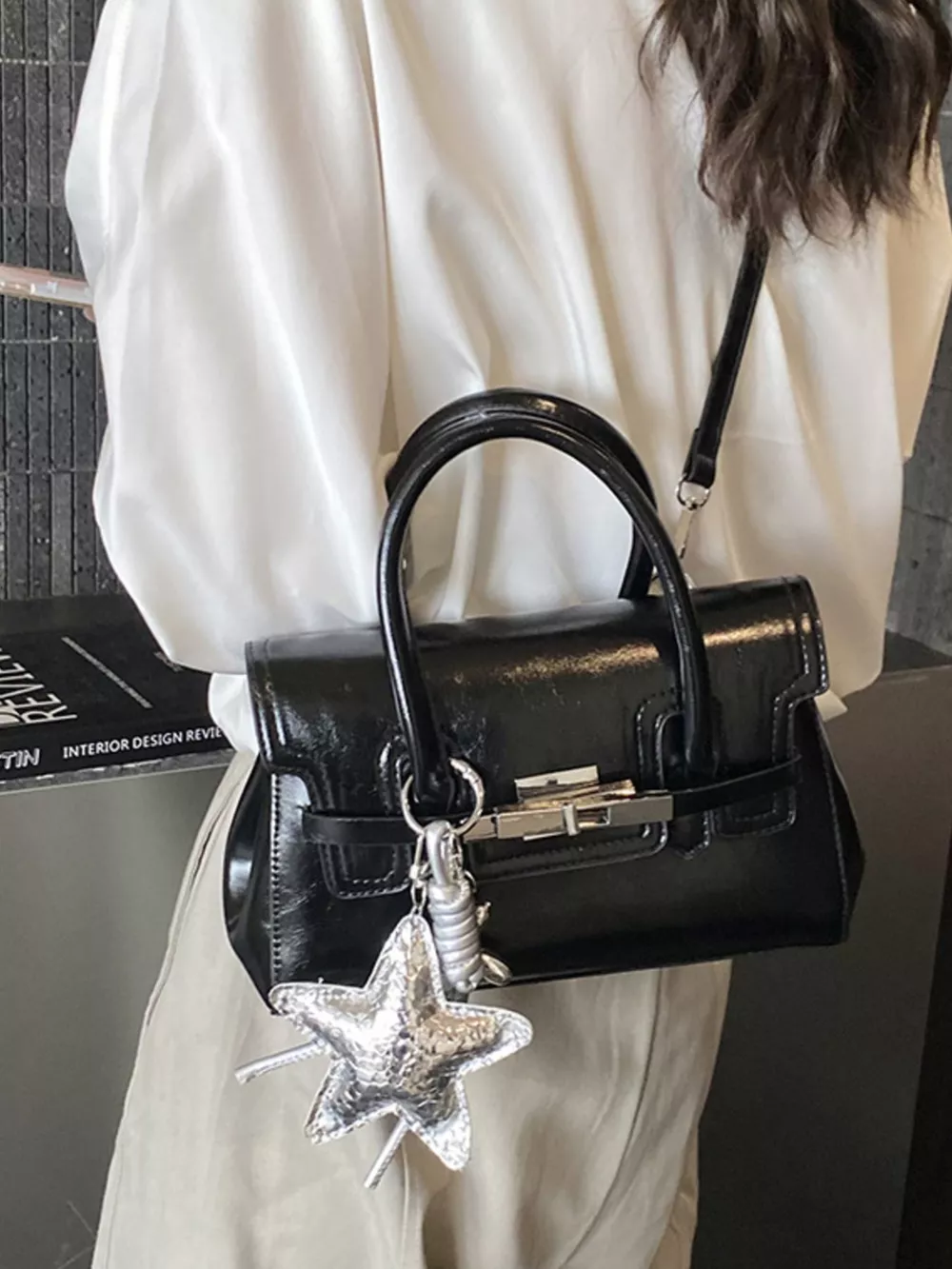 Leather Top Handle Crossbody Bag, image 3