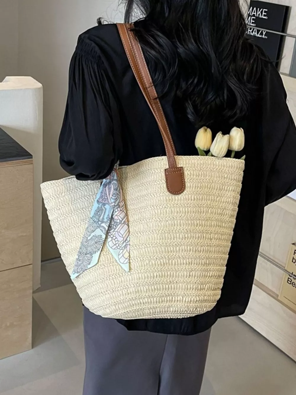 Straw Woven Shoulder Bag, image 3