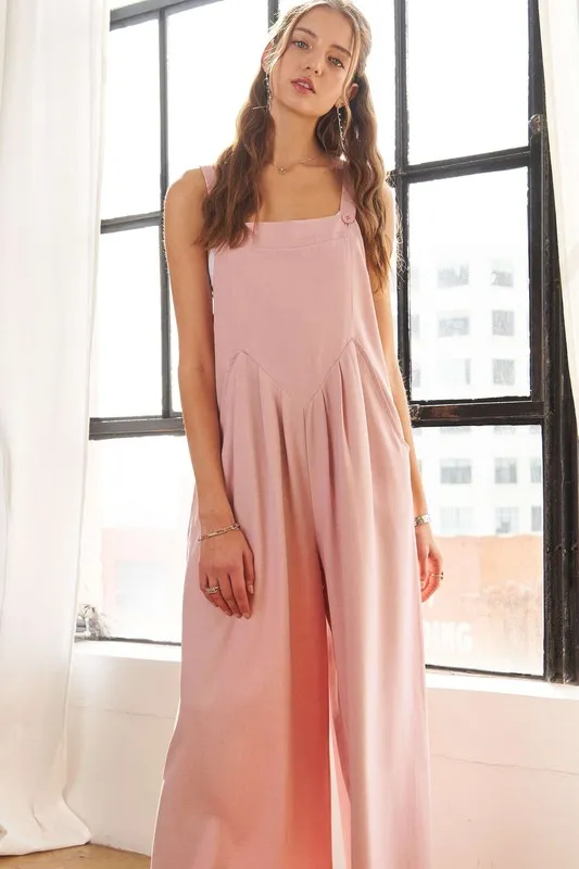 Square Neck Wide Leg Overalls with Pockets, image 4