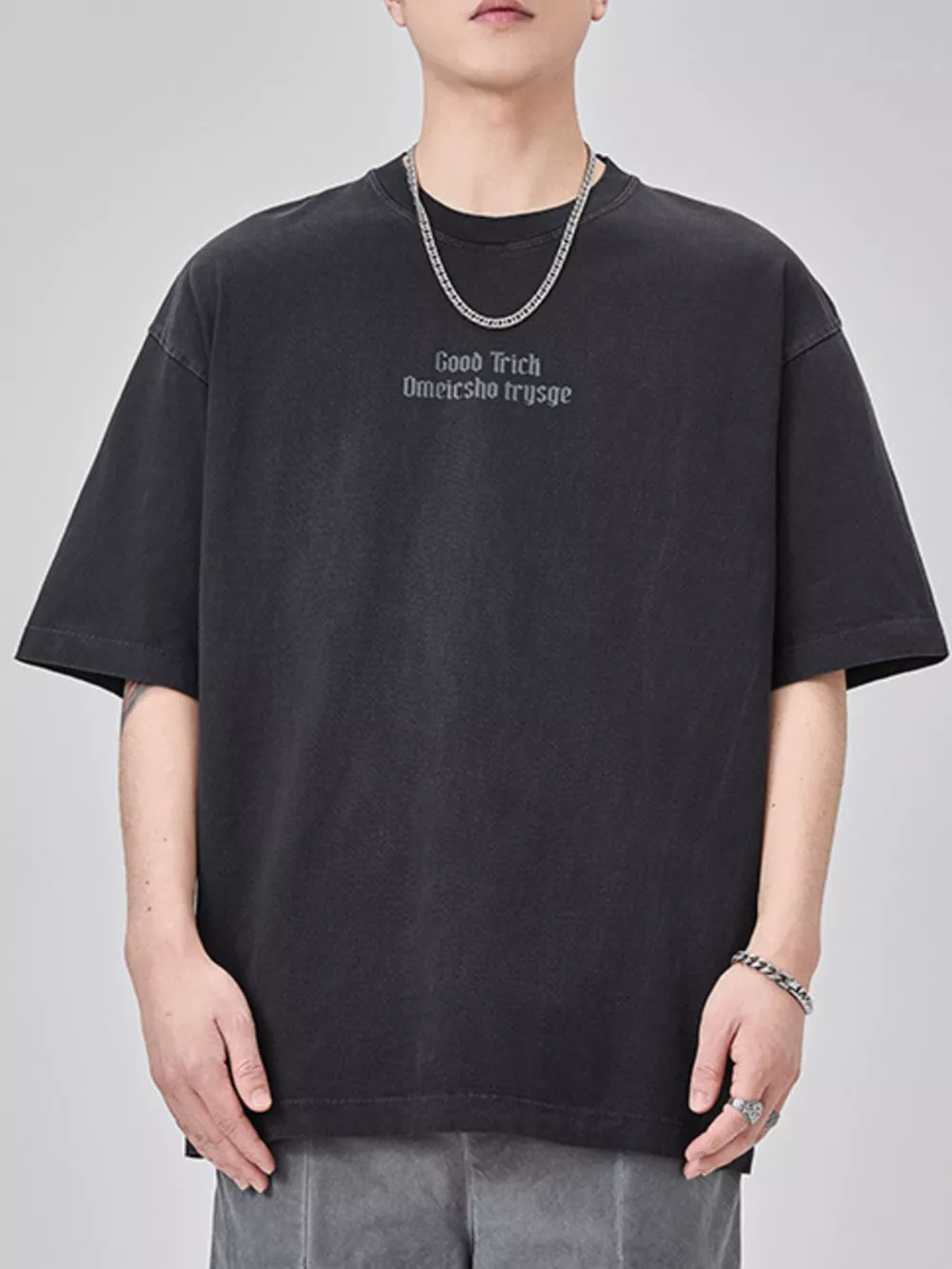 Men's Plus Size Letter Round Neck Short Sleeve T-Shirt