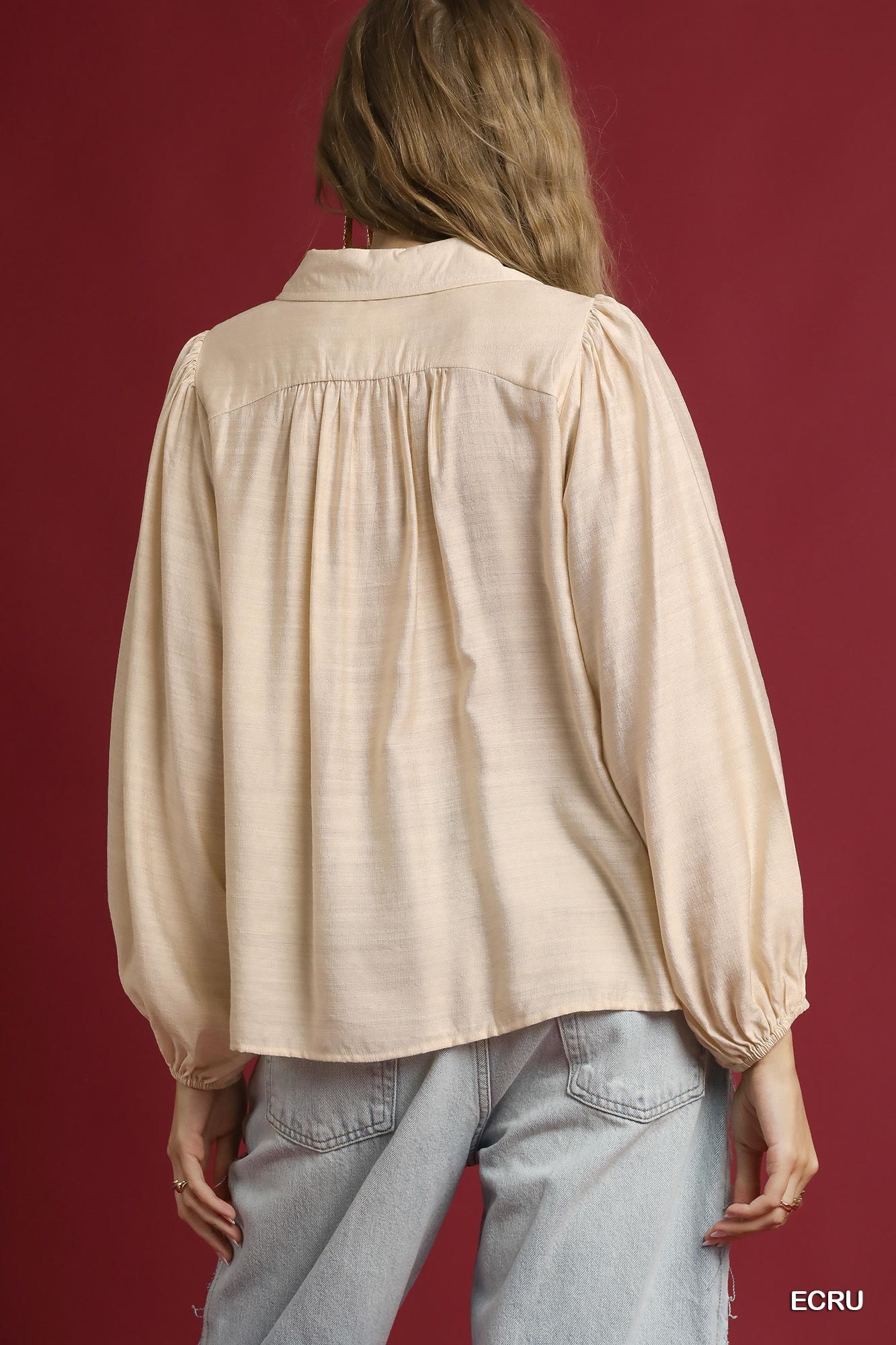 Long Sleeve Blouse with Leopard Print Trim, image 3