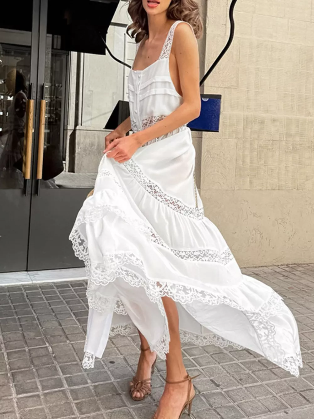 Lace Detail Wide Strap Dress, image 6