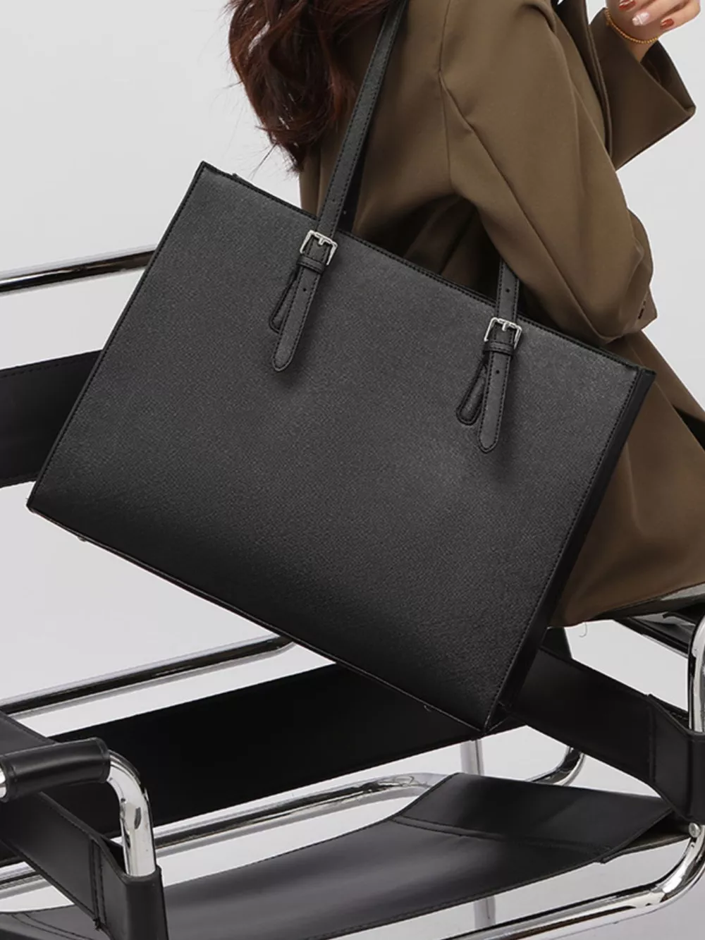Minimalist PU Leather Tote Bag, image 4