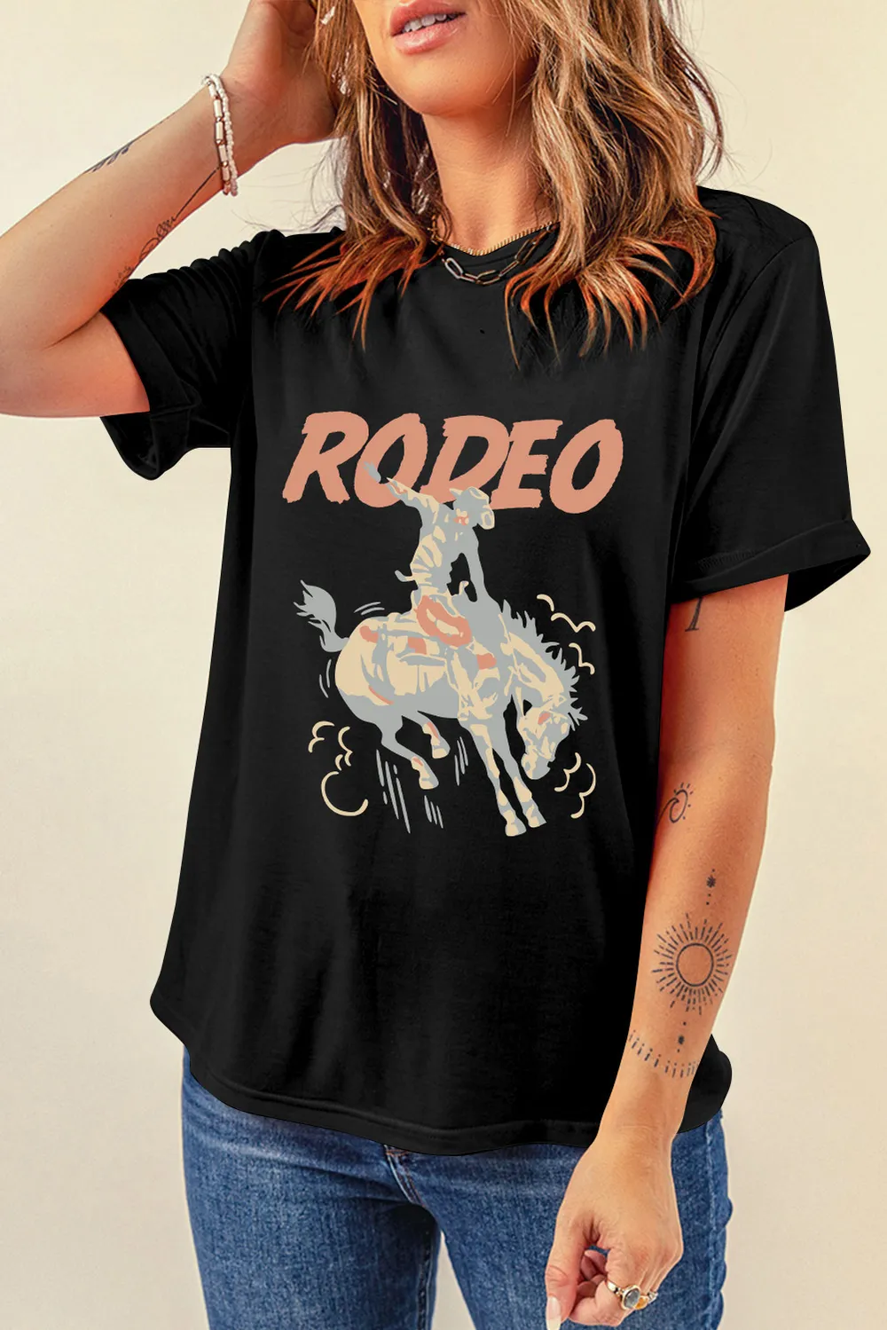 Graphic Round Neck Short Sleeve T-Shirt, image 3