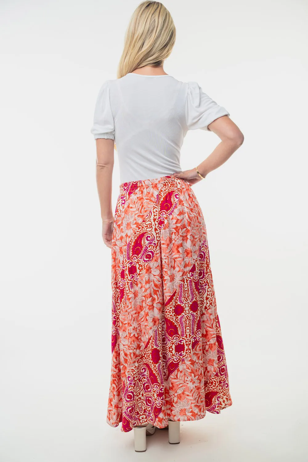 Full Size High Waisted Floral Woven Skirt, image 3